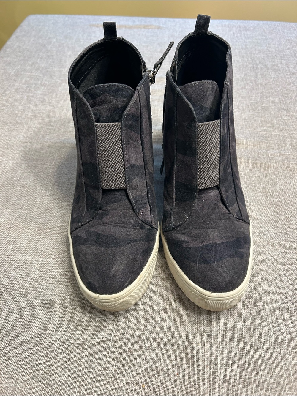 Women’s Black Camouflage Slip-On Wedge Sneakers